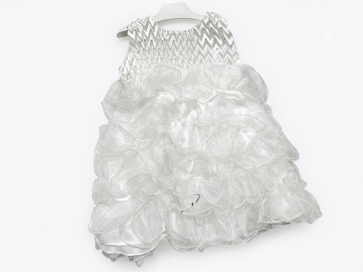 Baby Girls White Ruffle Party Dress with Sequined Bodice