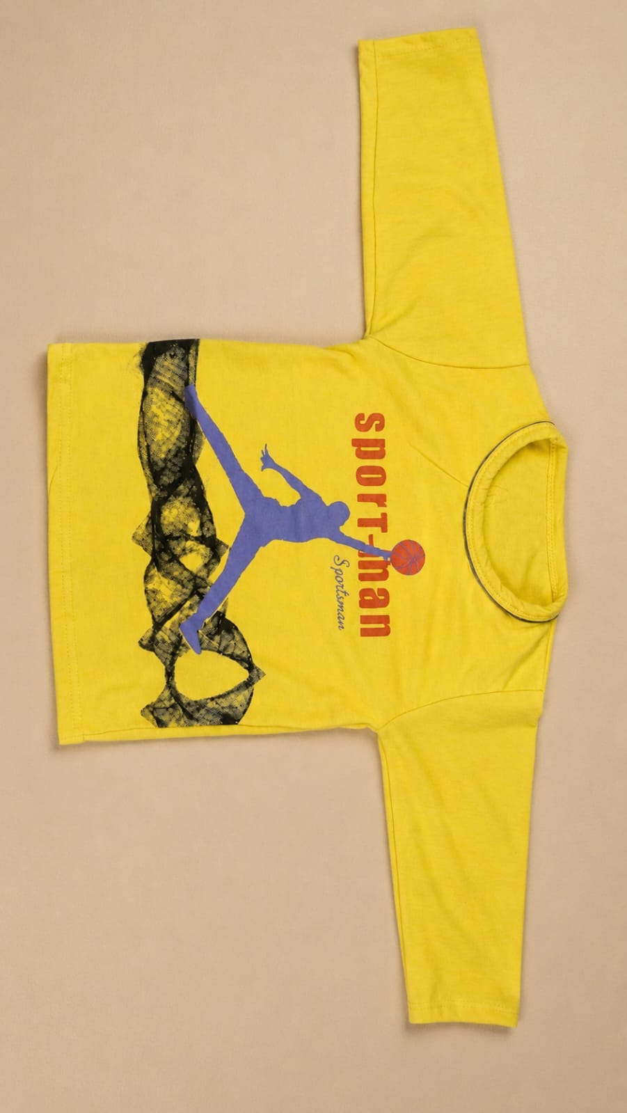 Kids Premium Yellow Basketball Jersey Long Sleeve T-Shirt