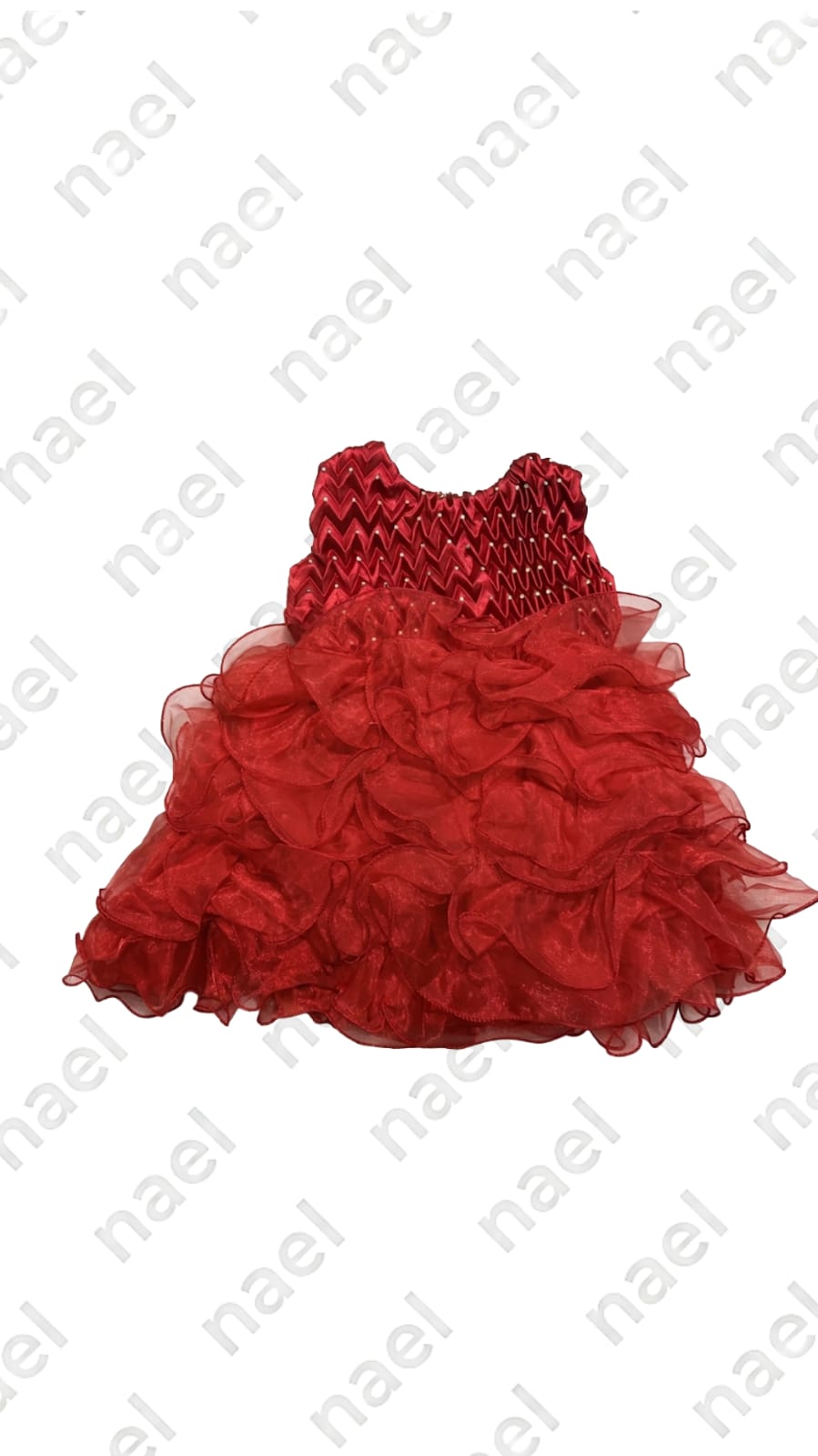Baby Girls Red Ruffle Party Dress with Sequined Bodice