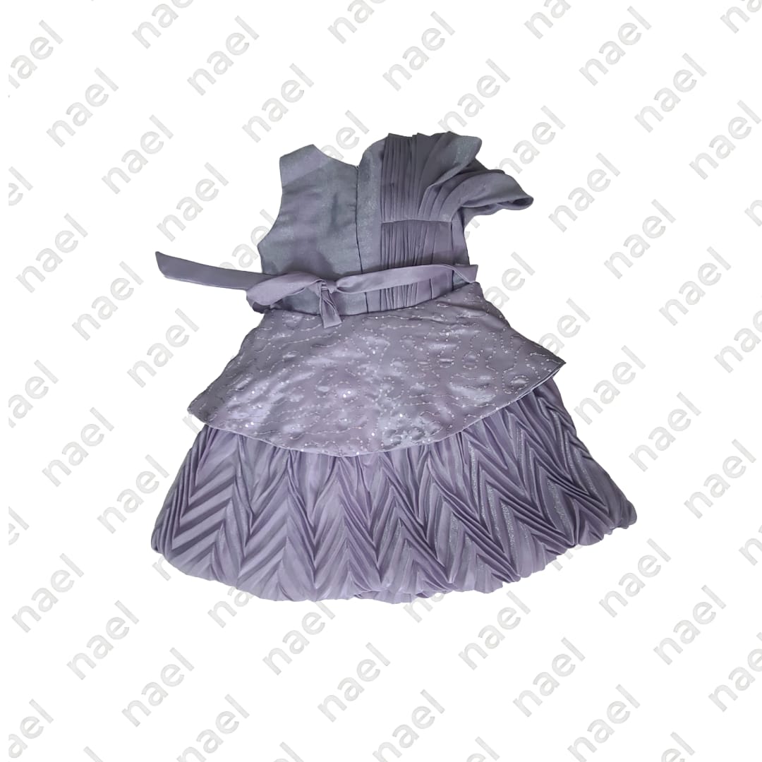 Girls Grey One-Shoulder Party Dress with 3D Floral Appliqué