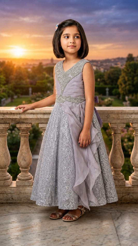 Girls Luxury Champagne Occasion Dress