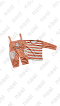 Cute Bear Baby 2-Piece Dungaree Set – Peach & White